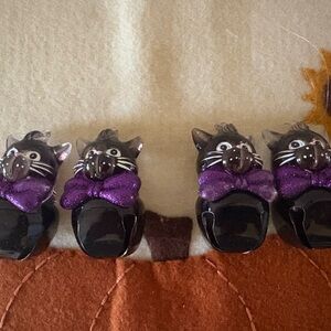Purple and Black Cat Holiday Ornaments